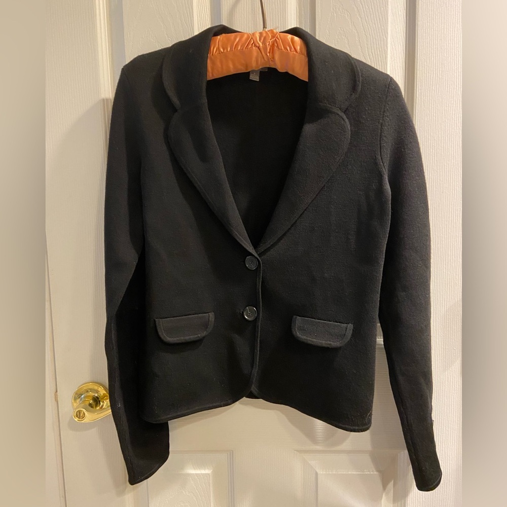 Ann Taylor Black Women's Worsted Wool Blazer Medium EUC